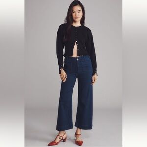 The Colette Cropped High-Rise Wide-Leg Jeans by Maeve